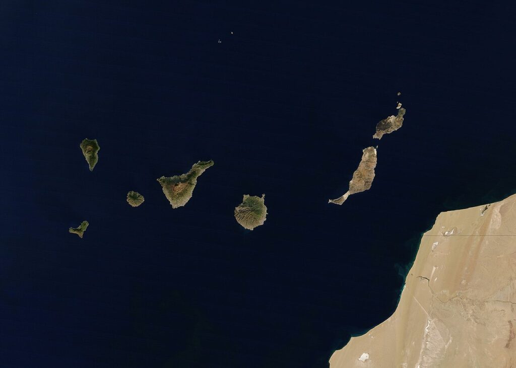 Imagen de satélite de las islas Canarias (imagen de archivo)