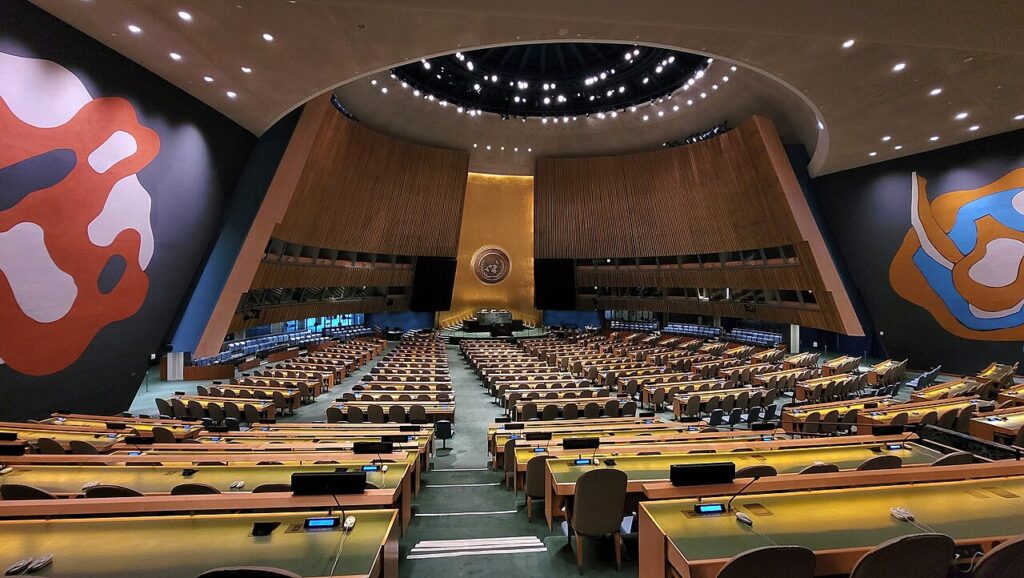 Salón de la Asamblea General de la ONU, en Nueva York