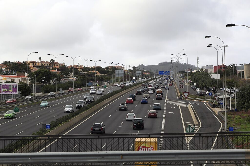 Autopista TF-5 a su paso por Las Mantecas, en La Laguna