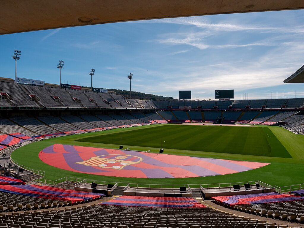 Estadi Olímpic Lluís Companys de Barcelona con la decoración del FC Barcelona