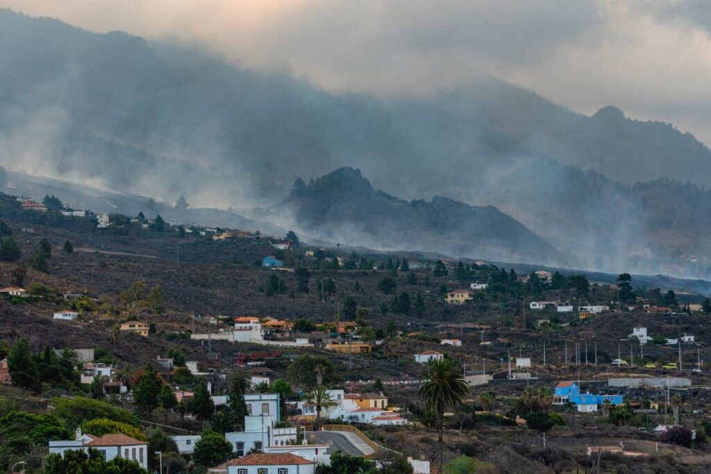 Casas y cultivos afectados por la lava durante la erupción de La Palma de 2021