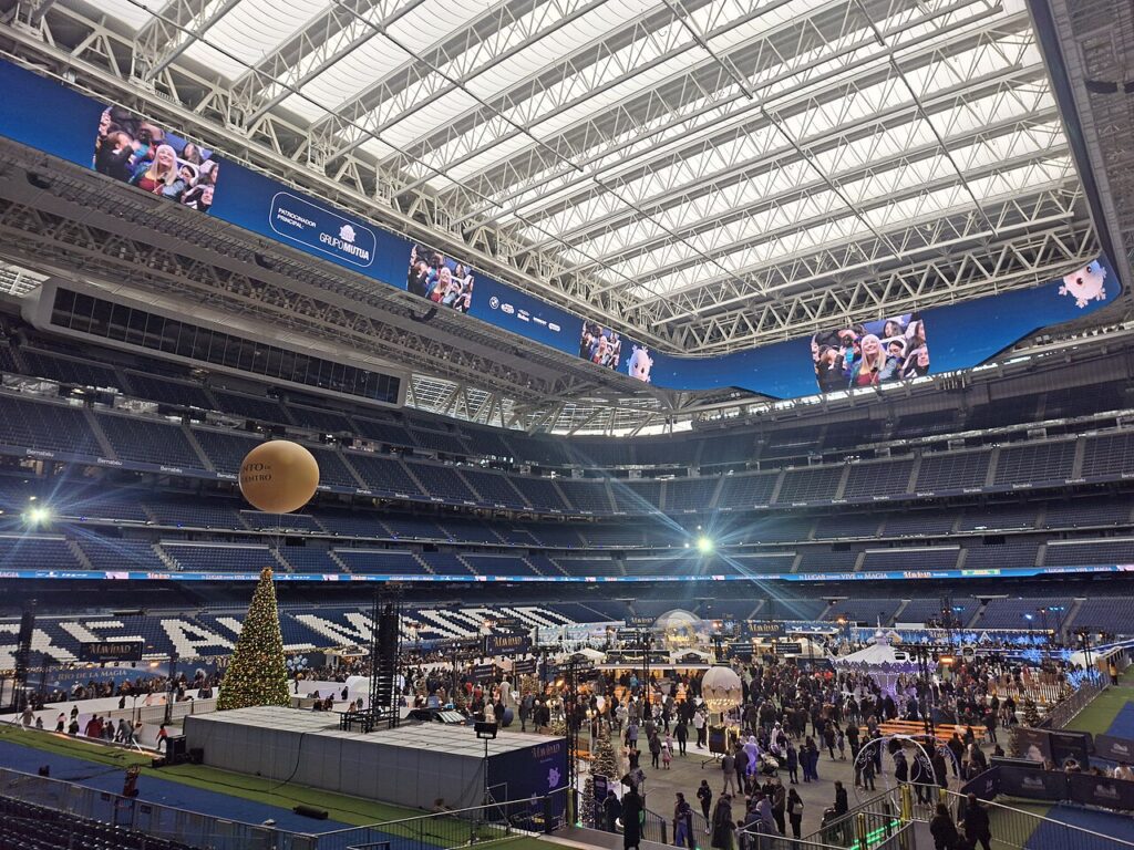 Interior del estadio Santiago Bernabéu, en Madrid