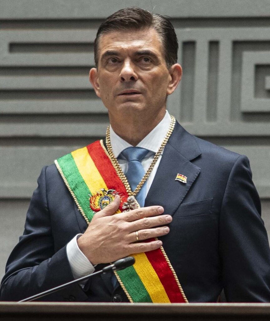 Rodrigo Paz Pereira en su toma de posesión como presidente de Bolivia, el 8 de noviembre de 2025