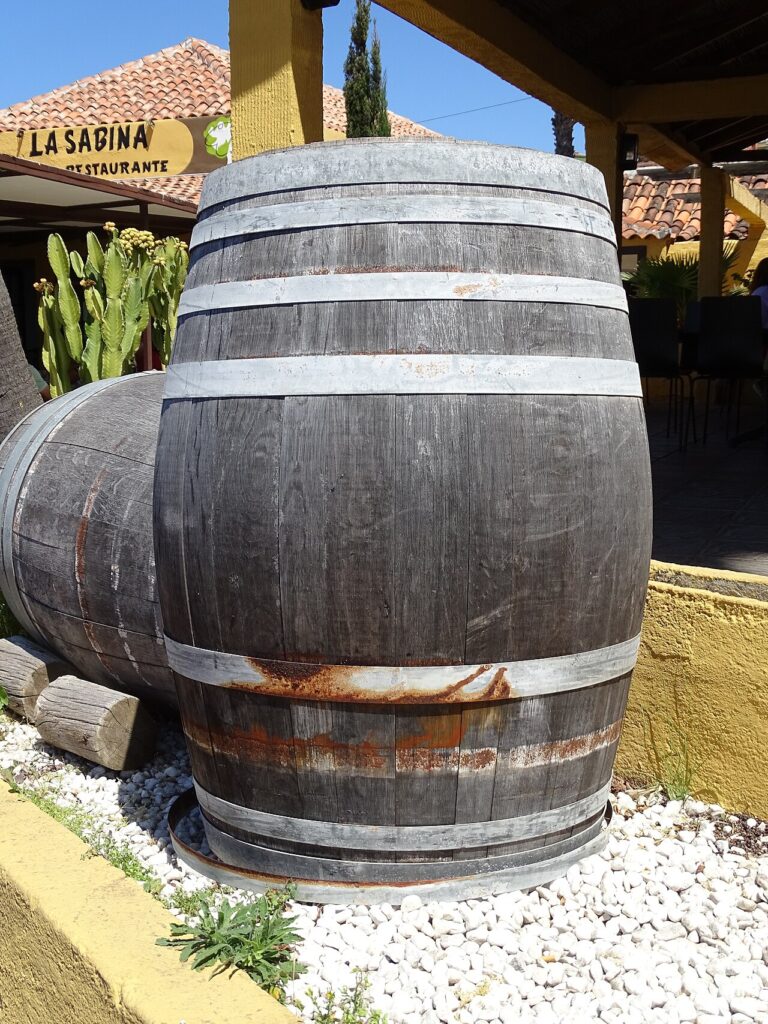 Barricas de vino en una bodega de Tenerife