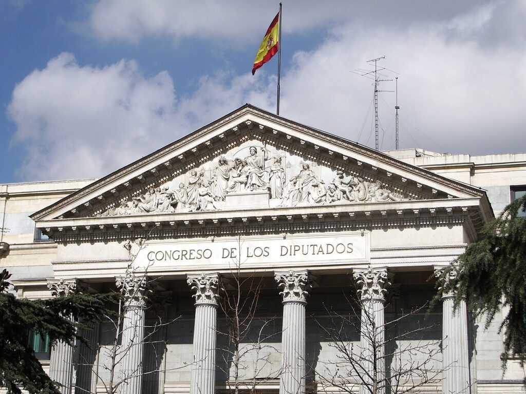 Fachada del Congreso de los Diputados, en Madrid