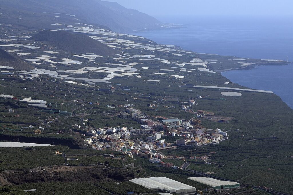 Tazacorte y las plataneras del Valle de Aridane en 2012, antes de la erupción