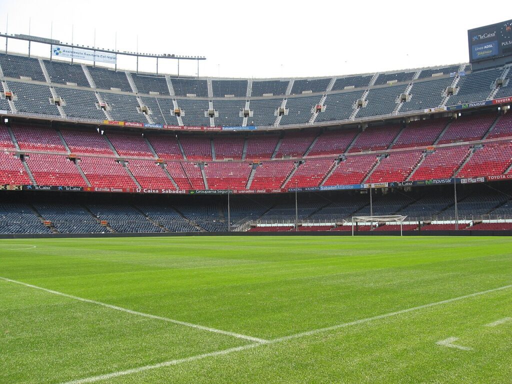 Terreno de juego del Camp Nou, en Barcelona