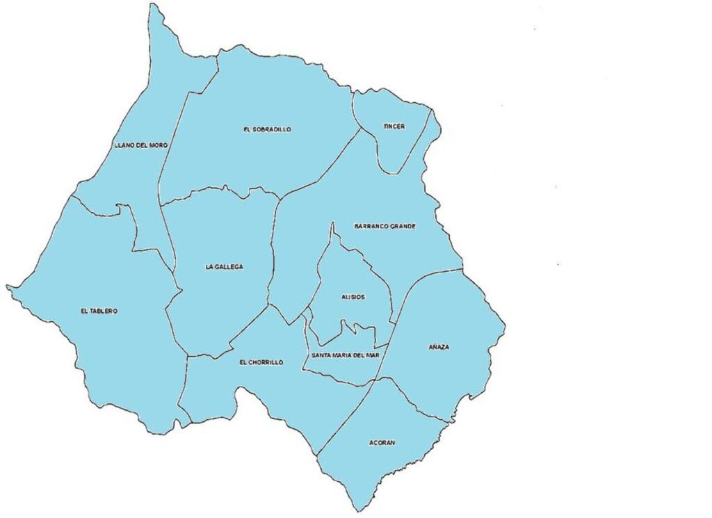 Mapa de los barrios del distrito Suroeste de Santa Cruz de Tenerife, donde se encuentra Añaza