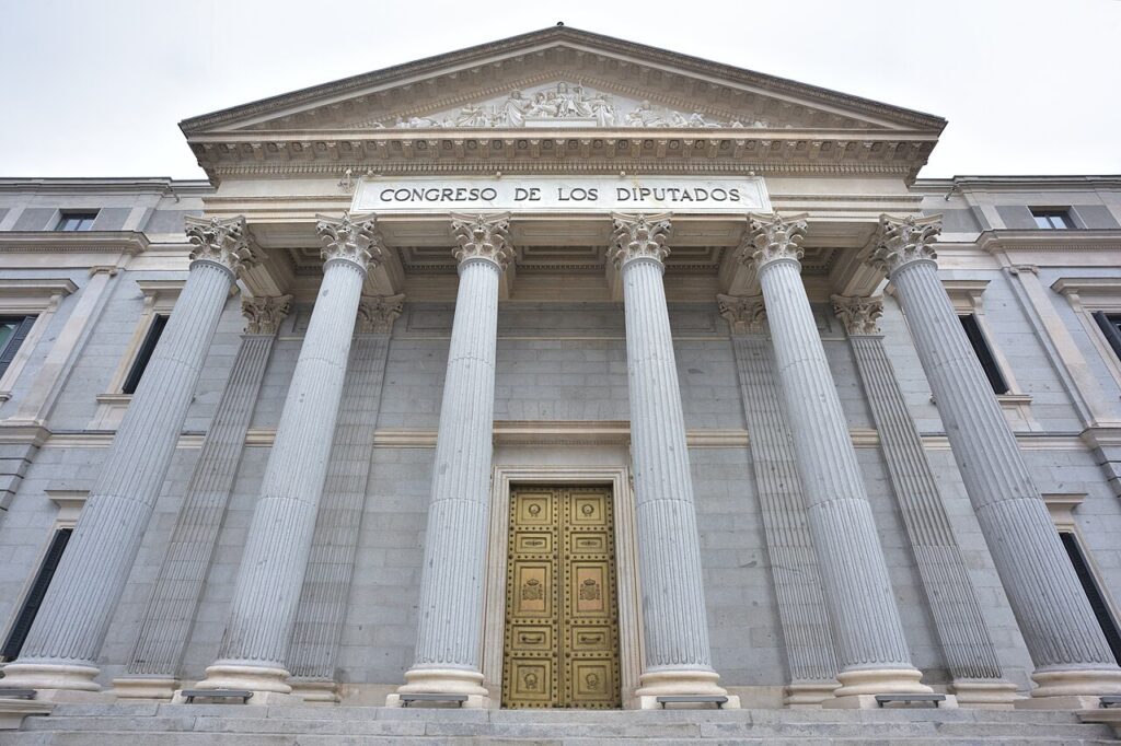 Fachada del Congreso de los Diputados, en Madrid