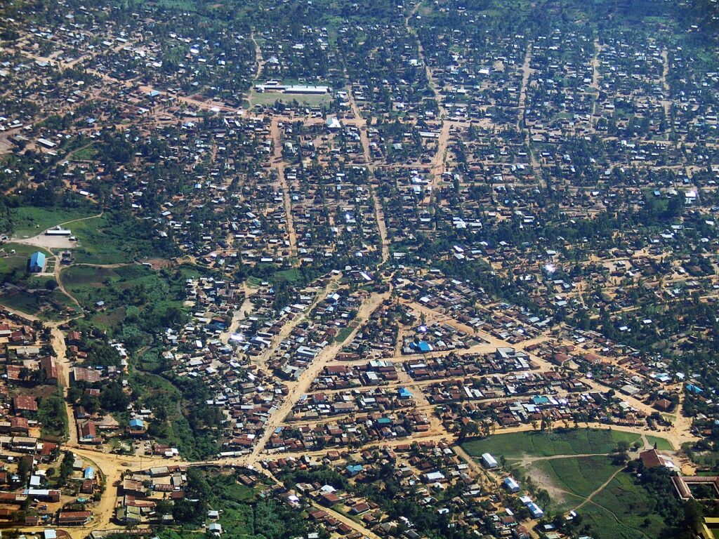 Vista aérea de Bunia, en la provincia de Ituri (República Democrática del Congo)