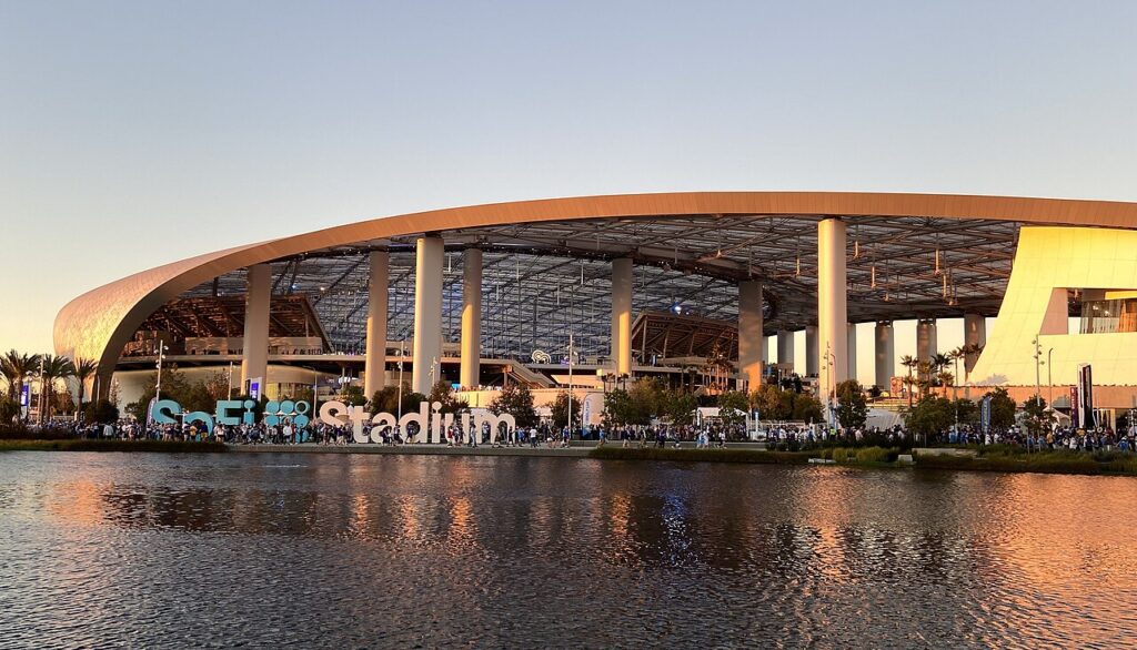 Exterior del estadio de Inglewood, en Los Ángeles, sede del España-Austria