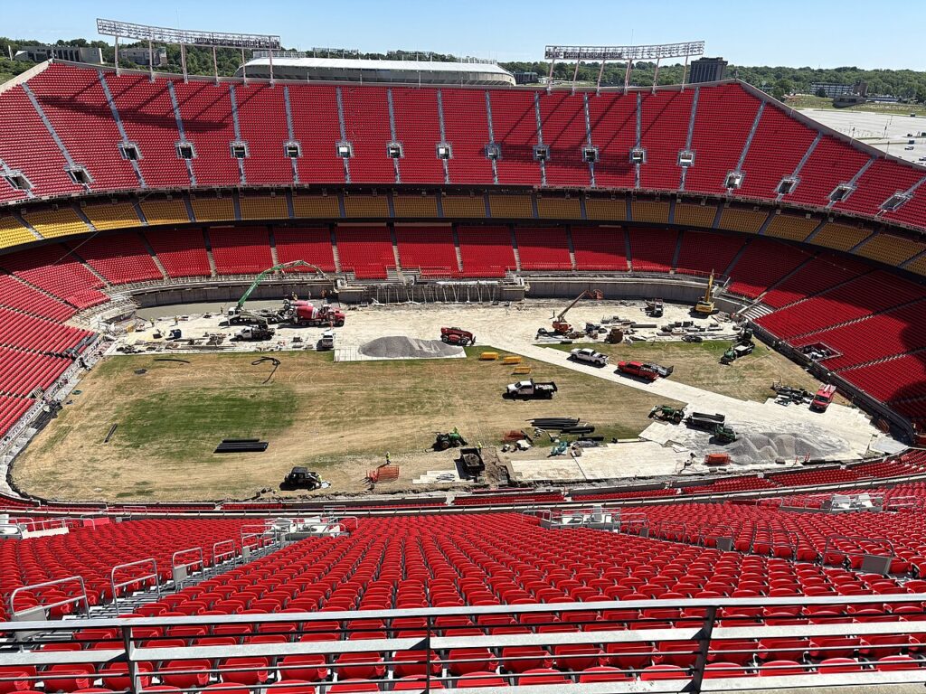 Estadio de Kansas City durante su preparación para el Mundial 2026