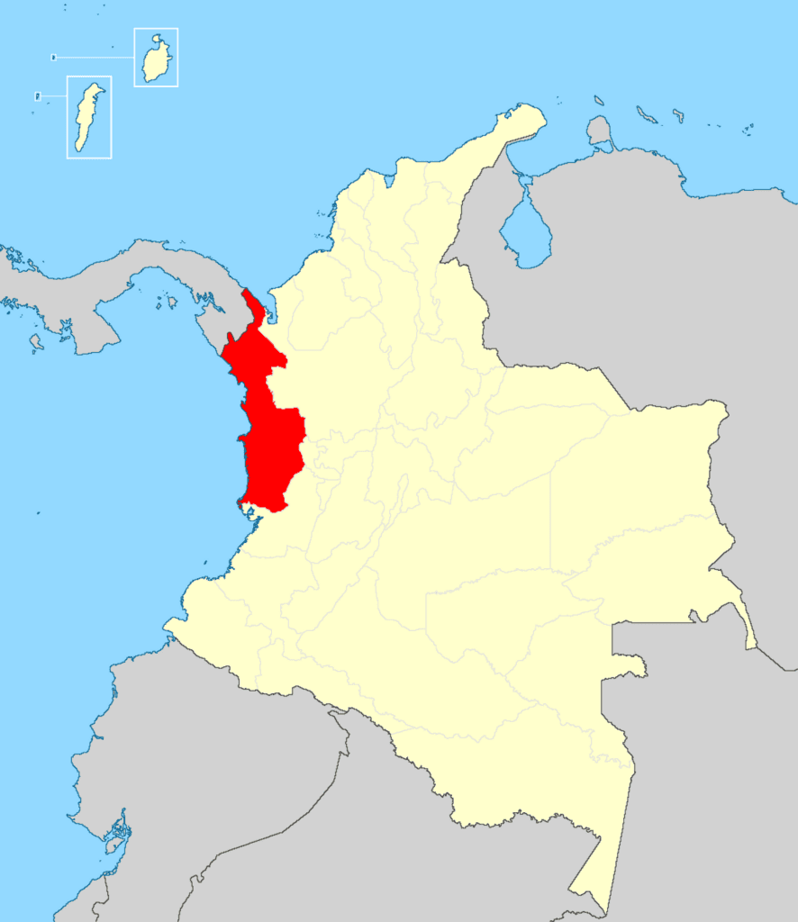 Mapa del departamento colombiano del Chocó