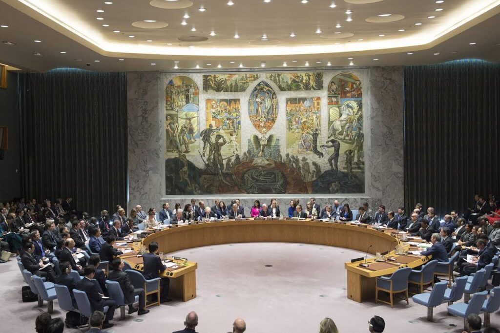 Sala del Consejo de Seguridad de las Naciones Unidas durante una reunión