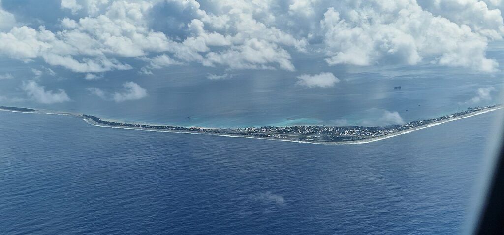 Vista aérea del atolón de Funafuti, en Tuvalu, en el Pacífico