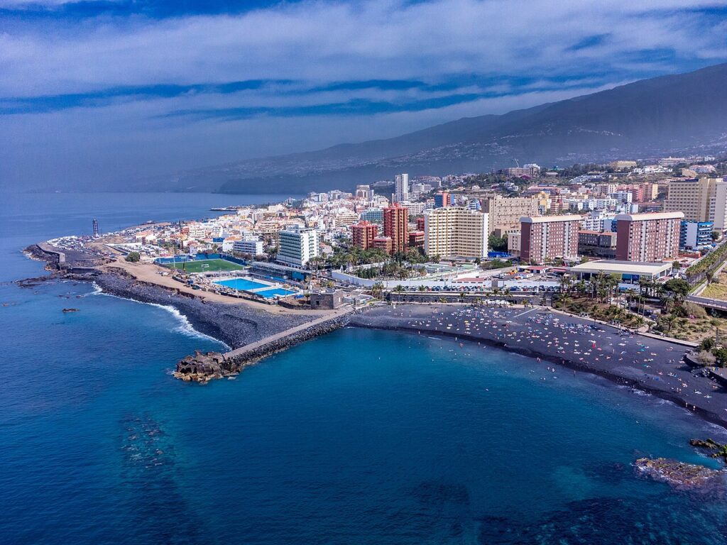 Vista aérea de Playa Jardín, en Puerto de la Cruz