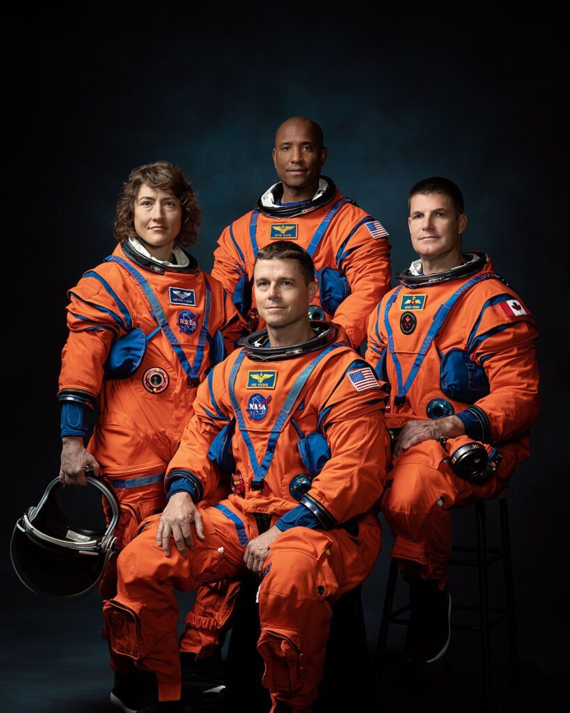 Retrato oficial de la tripulación de Artemis II: Christina Koch, Victor Glover, Jeremy Hansen y Reid Wiseman (imagen de archivo de la NASA)