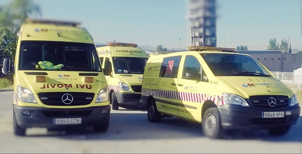 Vehículos de emergencias sanitarias del SUMMA 112, en Madrid (imagen de archivo)